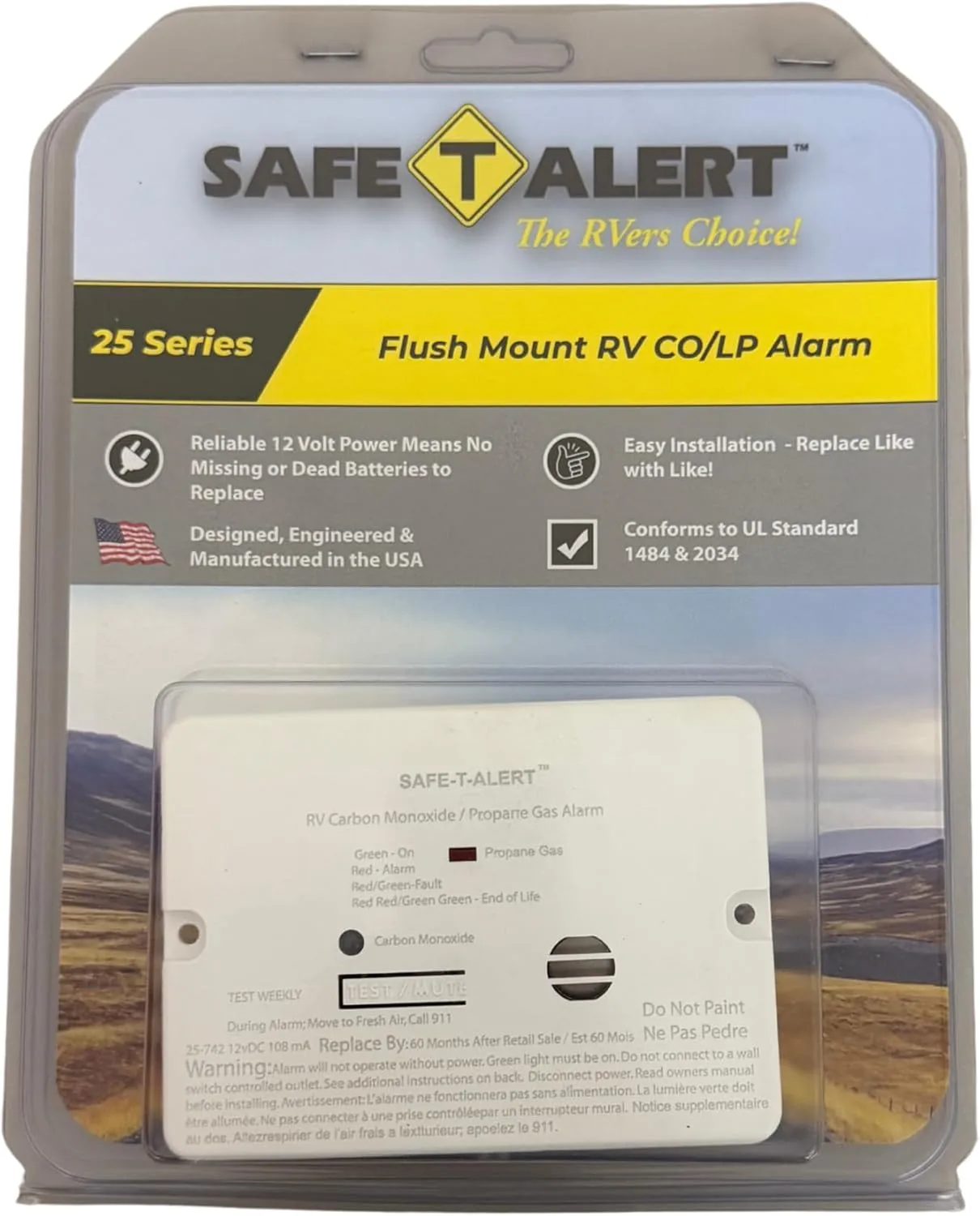 Safe T Alert - Mini Dual LP/CO Alarm - Flush Mount White - 25-742-WT