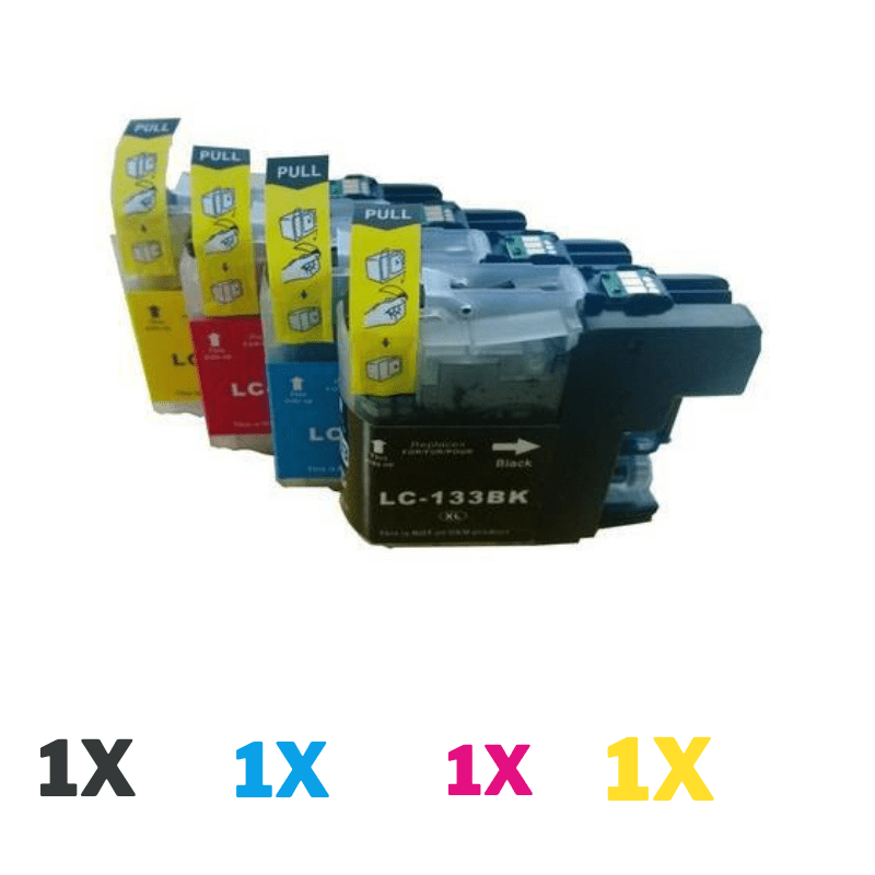 4 Pack Compatible Brother LC-133 Ink Cartridge Set (1BK1C1M.1Y)