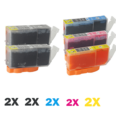6 Pack Compatible Canon PGI-5 CLI-8 Ink Cartridge Set (2BK1PBK1C1M1Y)