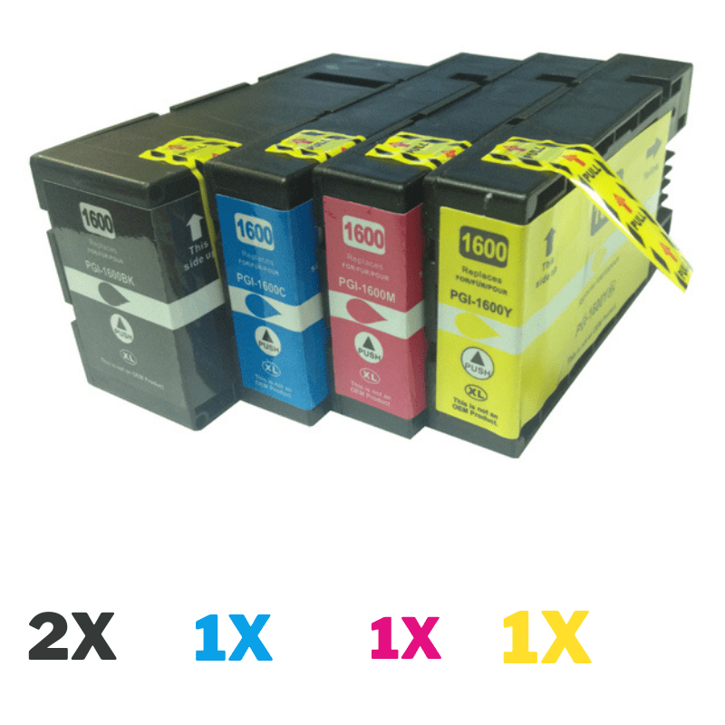 5 Pack Compatible Canon PGI-1600XL PGI1600XL Ink Cartridge High Yield Set (2BK1C1M1Y)
