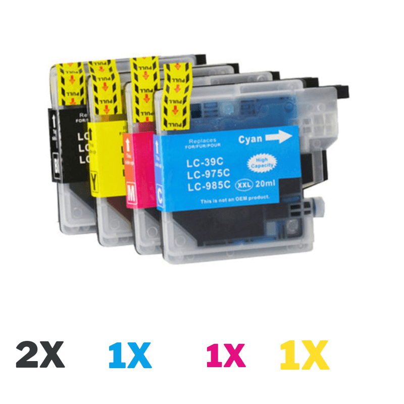 5 Pack Compatible Brother LC-39 Ink Cartridge Set (2BK1C1M1Y) 5 Pack Compatible Brother LC-39 Ink Cartridge Set (2BK1C1M1Y)