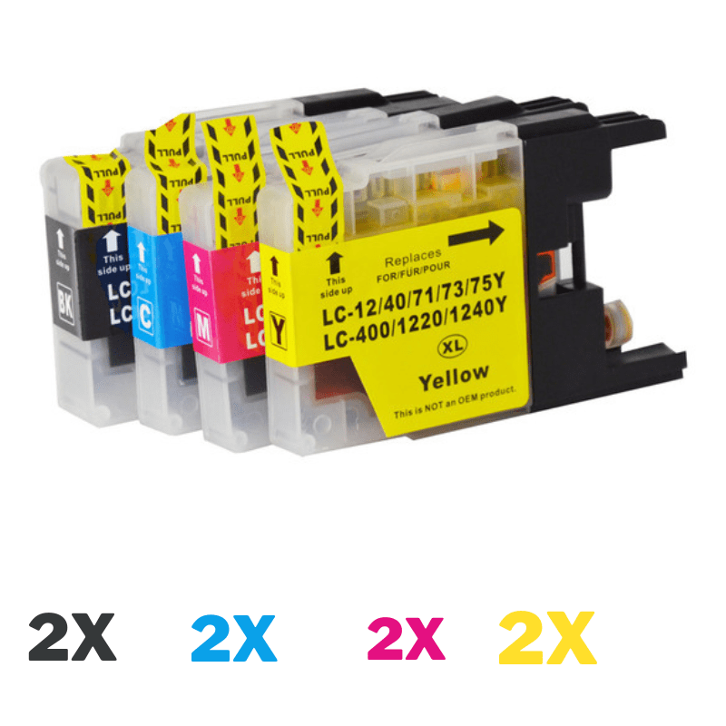 8 Pack Compatible Brother LC-73 Ink Cartridge Set (2BK2C2M2Y)