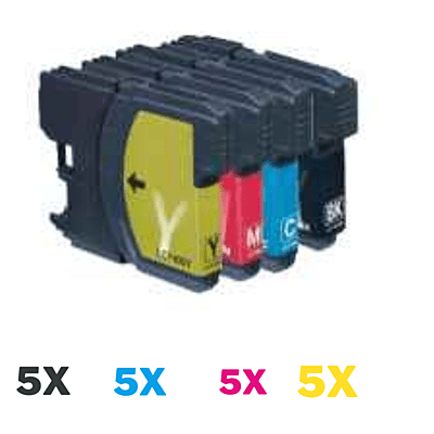 20 Pack Compatible Brother LC-67 Ink Cartridge Set (5BK5C5M5Y)