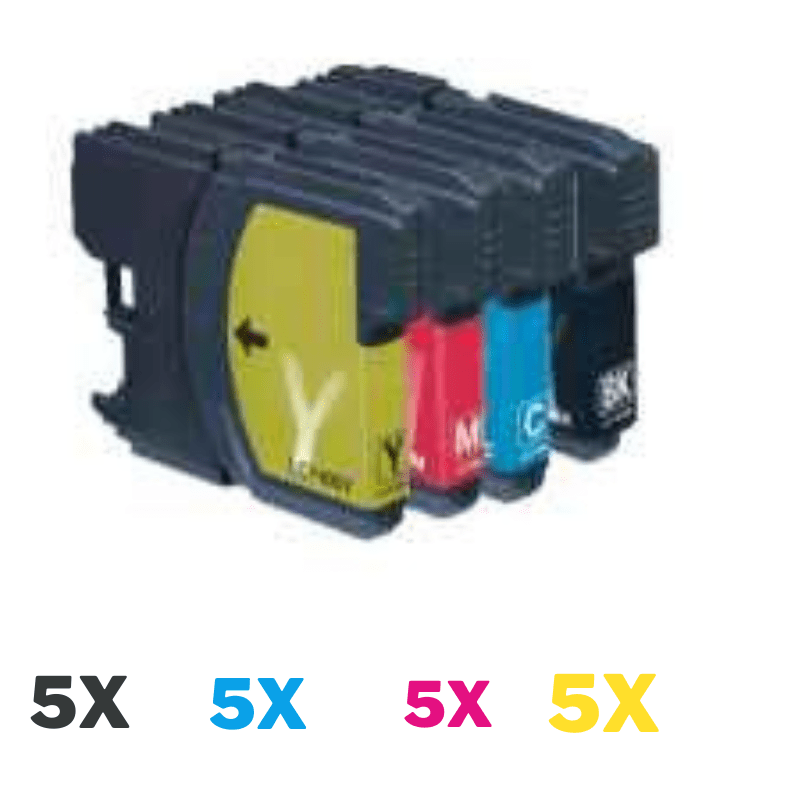 20 Pack Compatible Brother LC-67 Ink Cartridge Set (5BK5C5M5Y)