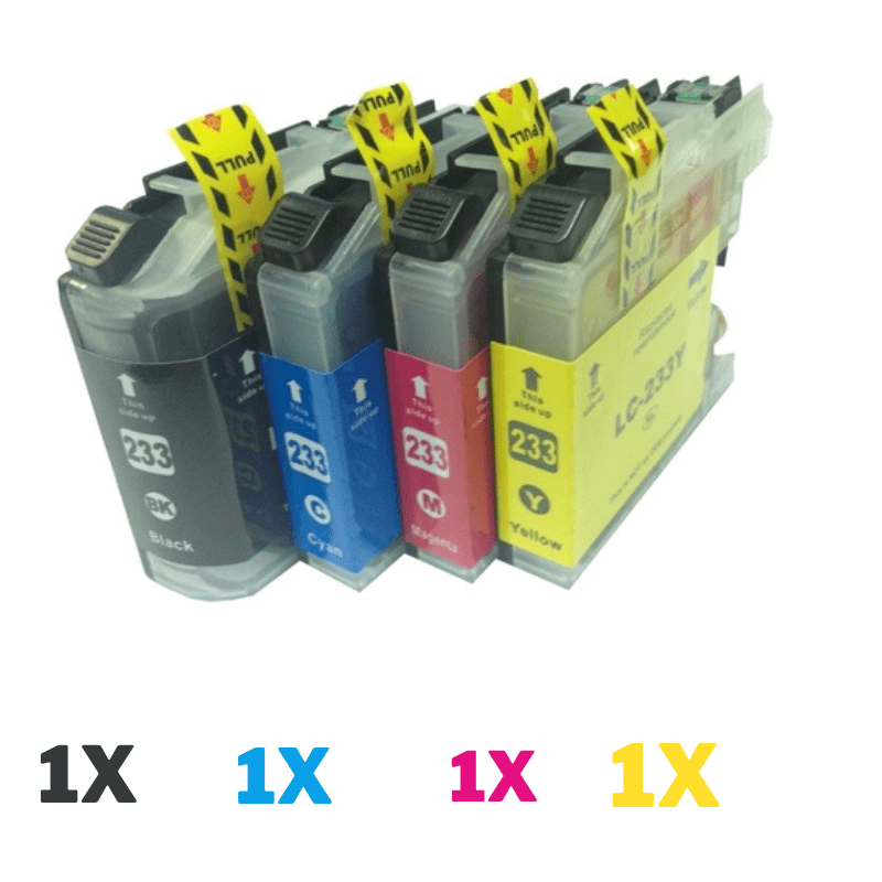 4 Pack Compatible Brother LC-233 Ink Cartridge Set (1BK1C1M.1Y) 4 Pack Compatible Brother LC-233 Ink Cartridge Set (1BK1C1M.1Y)