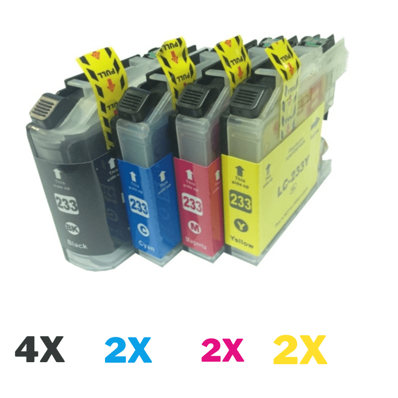 10 Pack Compatible Brother LC-233 Ink Cartridge Set (4BK2C2M2Y)
