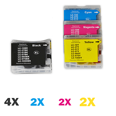 10 Pack Genuine Brother LC-37 Ink Cartridge Set (4BK2C2M2Y)