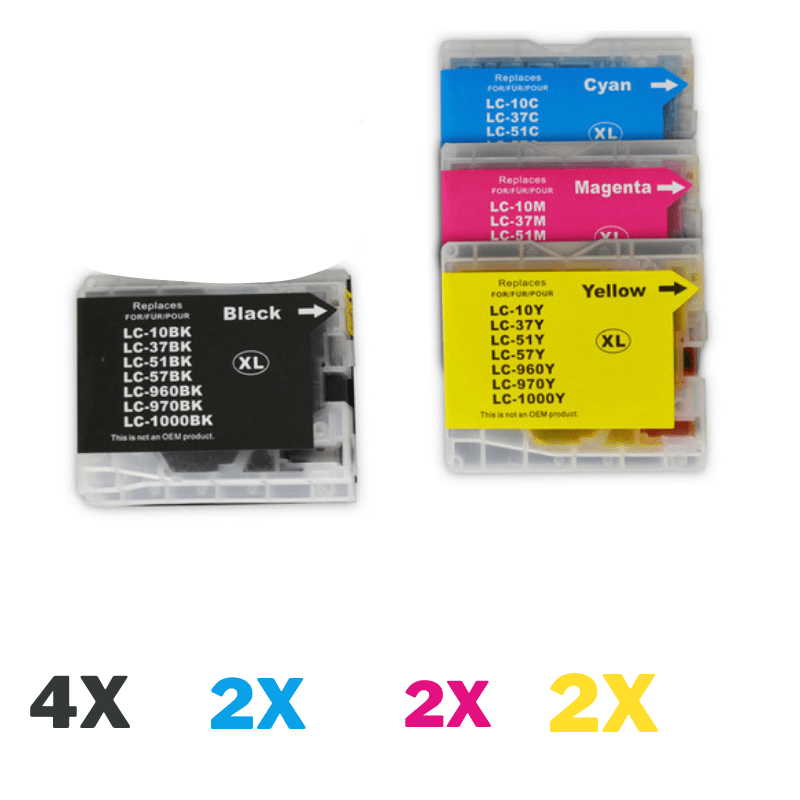 10 Pack Genuine Brother LC-37 Ink Cartridge Set (4BK2C2M2Y)