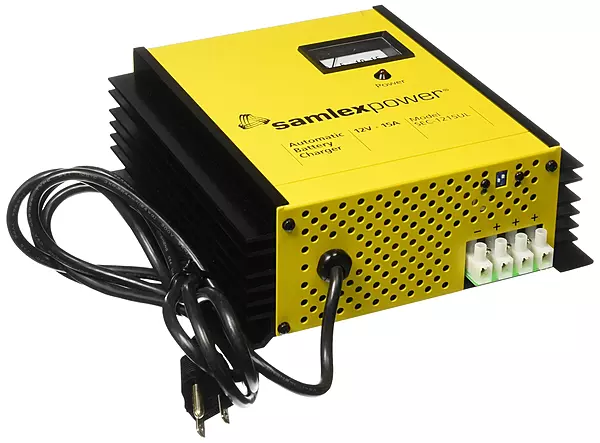 Samlex America 12V 3-Stage Battery Charger with DIP Switch & Lugs