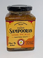 14oz jar of Sampooran Lime Pickle, authentic tangy and spicy Indian Nimbu ka Achar.