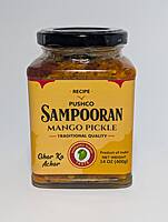 14oz jar of Sampooran Mango Pickle, authentic Indian Aam ka Achar.