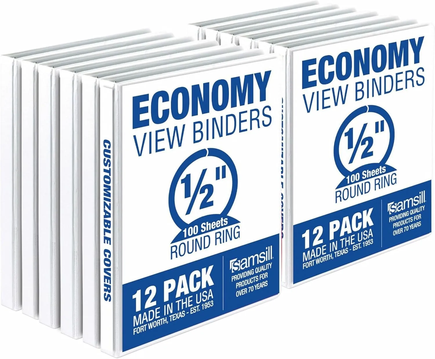 SAMSILL Economy View 3-Ring Binders, White