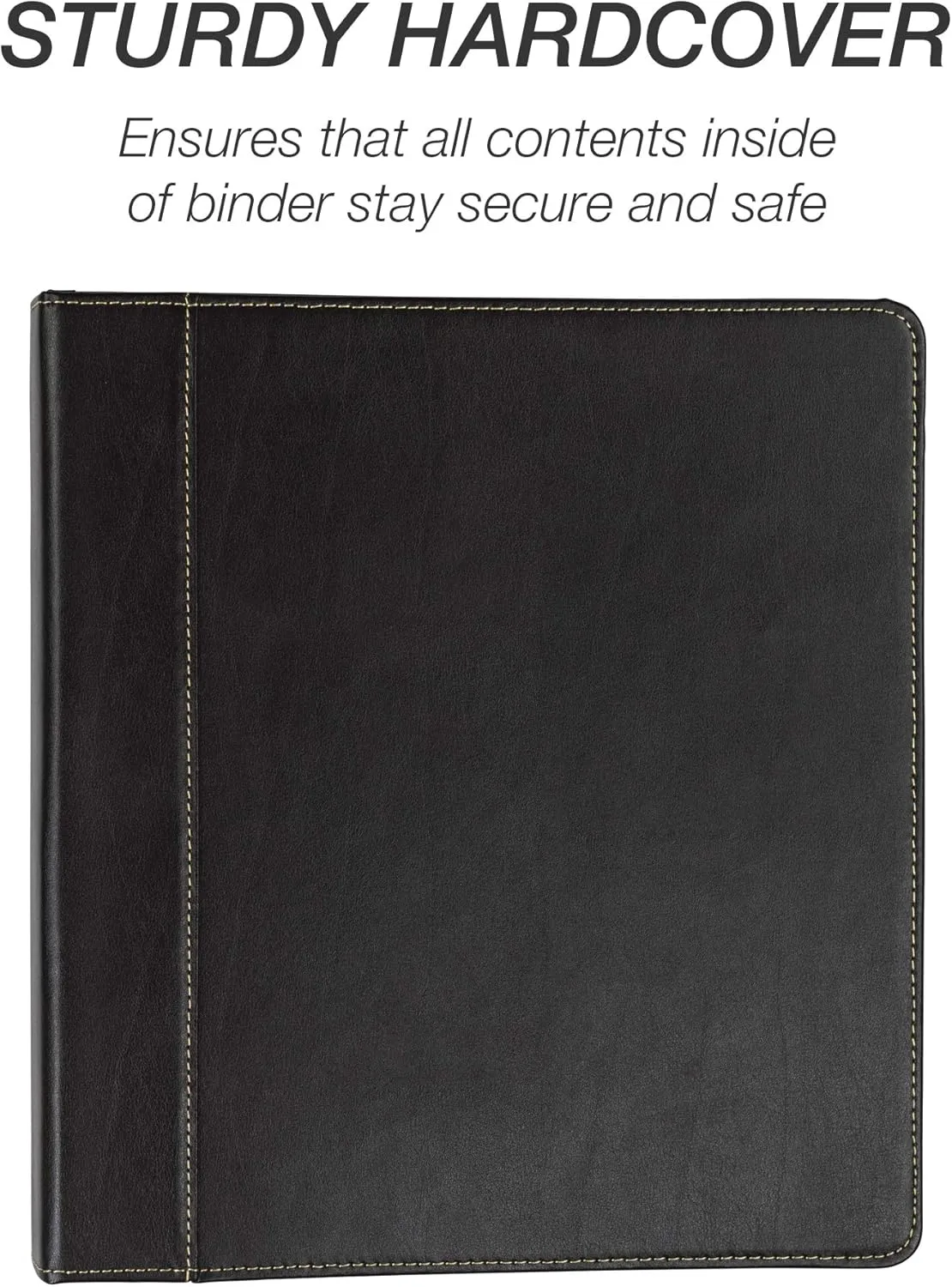 Samsill 1 Inch 3 Ring Binder, Leather, Black with Contrast Stitching, 8.5X 11 Inch, 3 Rings, Notebook Binder, Portfolio Organizer, Planner, Journal Letter 1 Inch Black