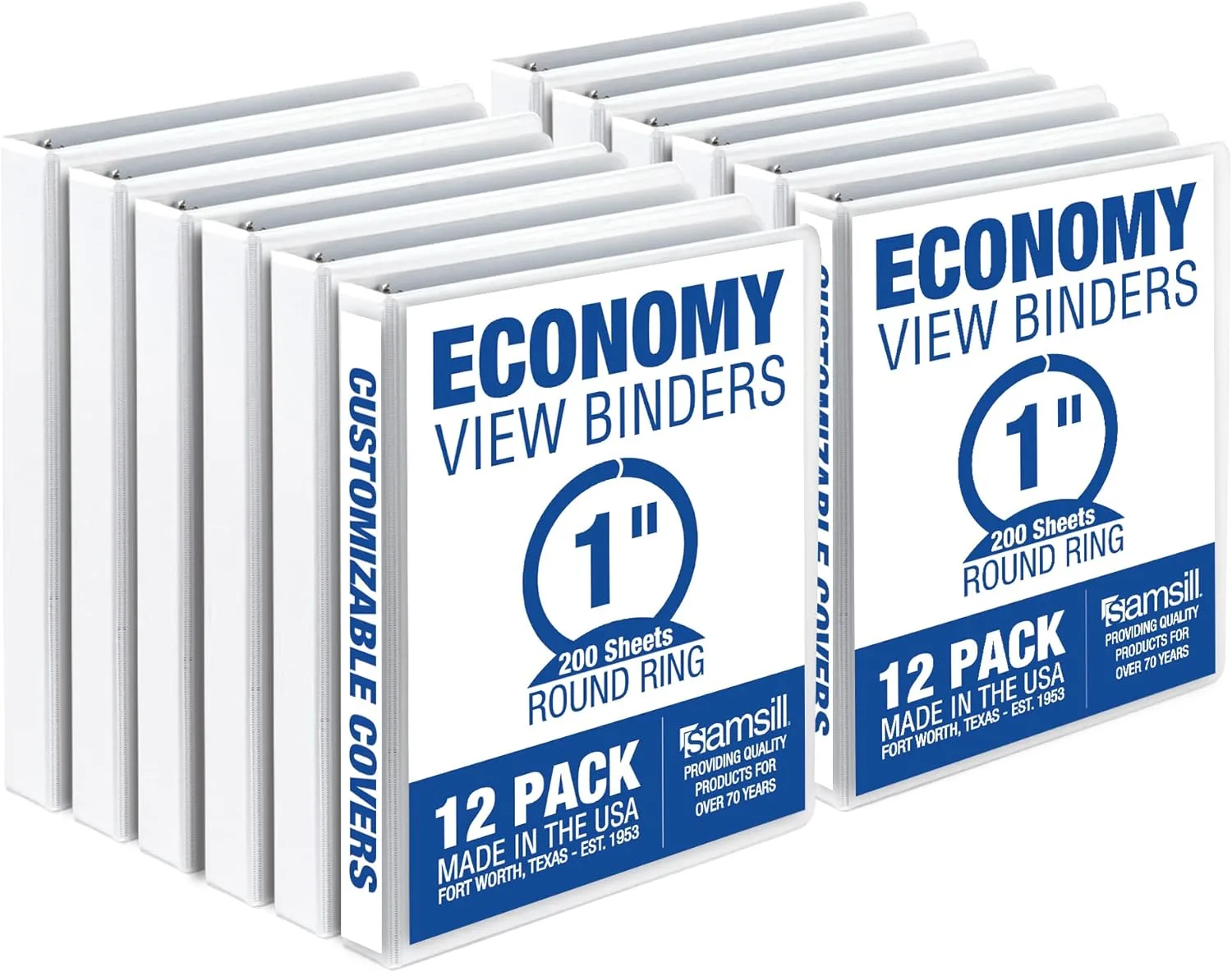 SAMSILL Economy View 3-Ring Binders, White