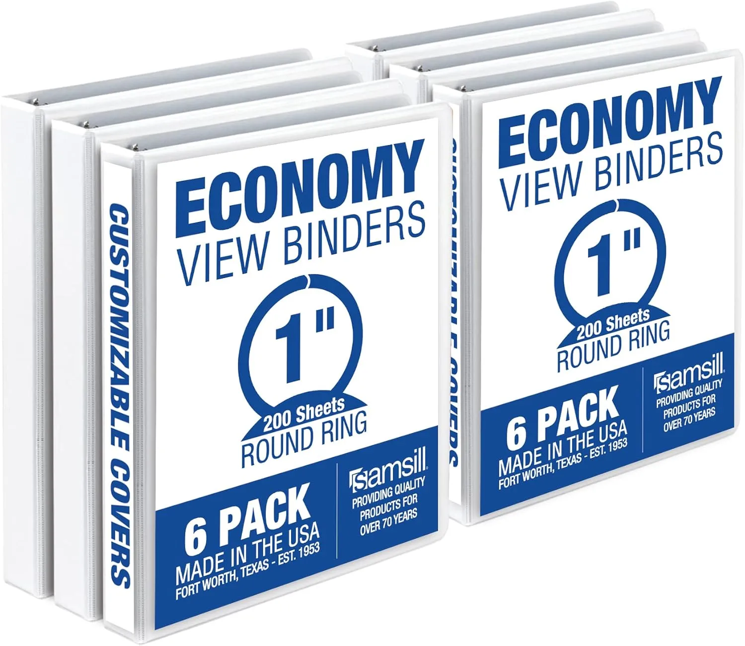 SAMSILL Economy View 3-Ring Binders, White