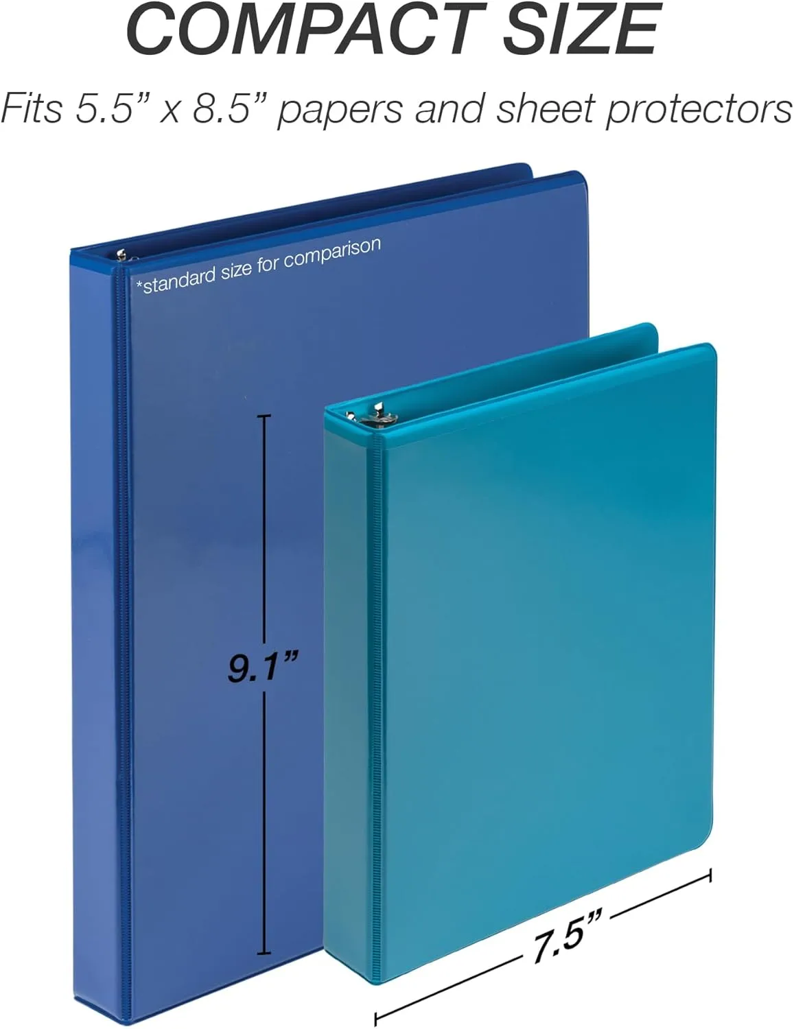 Samsill Economy 1 Inch Mini 3 Ring Binder, Made in The USA, 9.1” x 7.5” Round Ring Binder, Non-Stick Customizable Cover, Assorted Fashion, 6 Pack