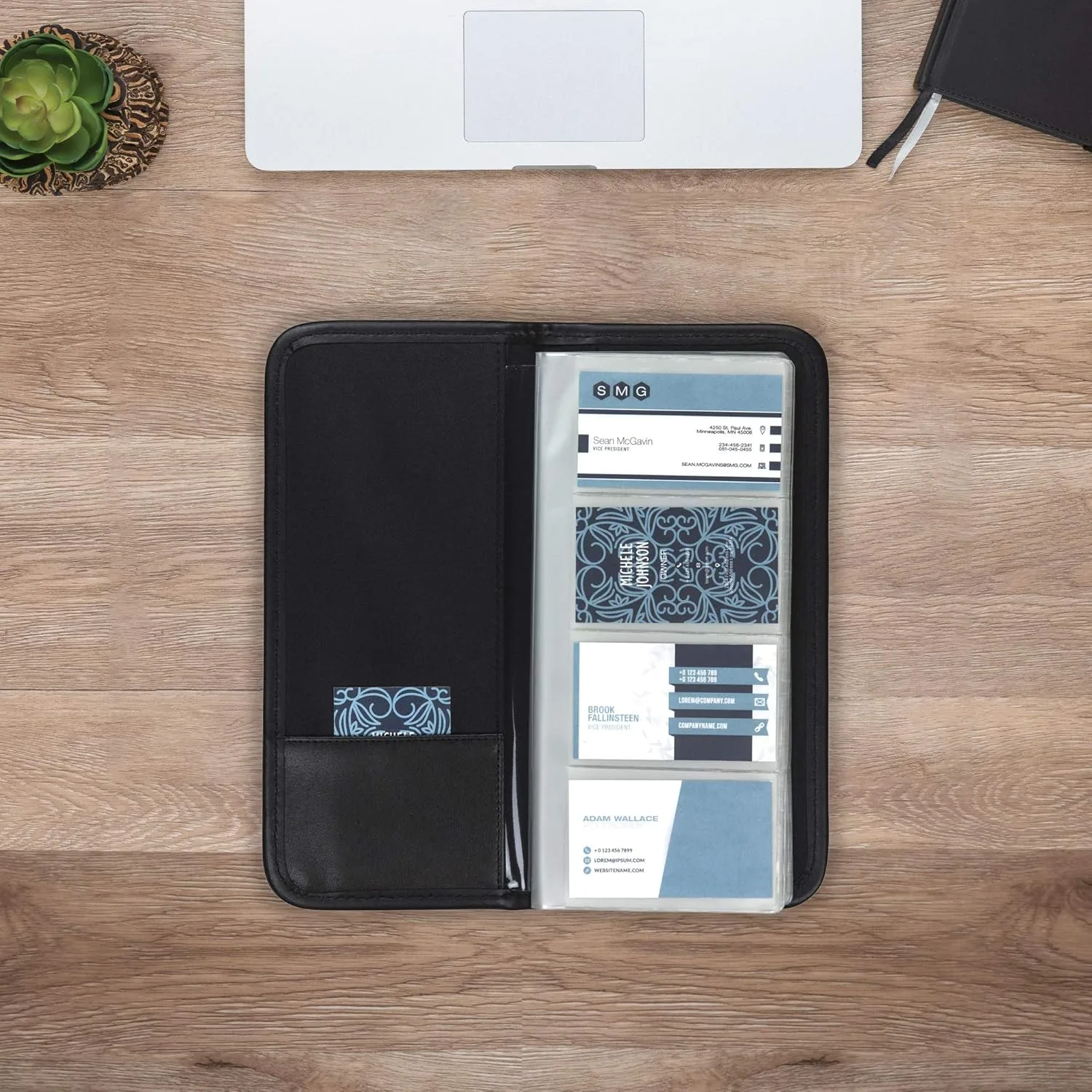 Samsill Professional Business Card Organizer with Padded Cover, Card Holder for 160 Cards, Black