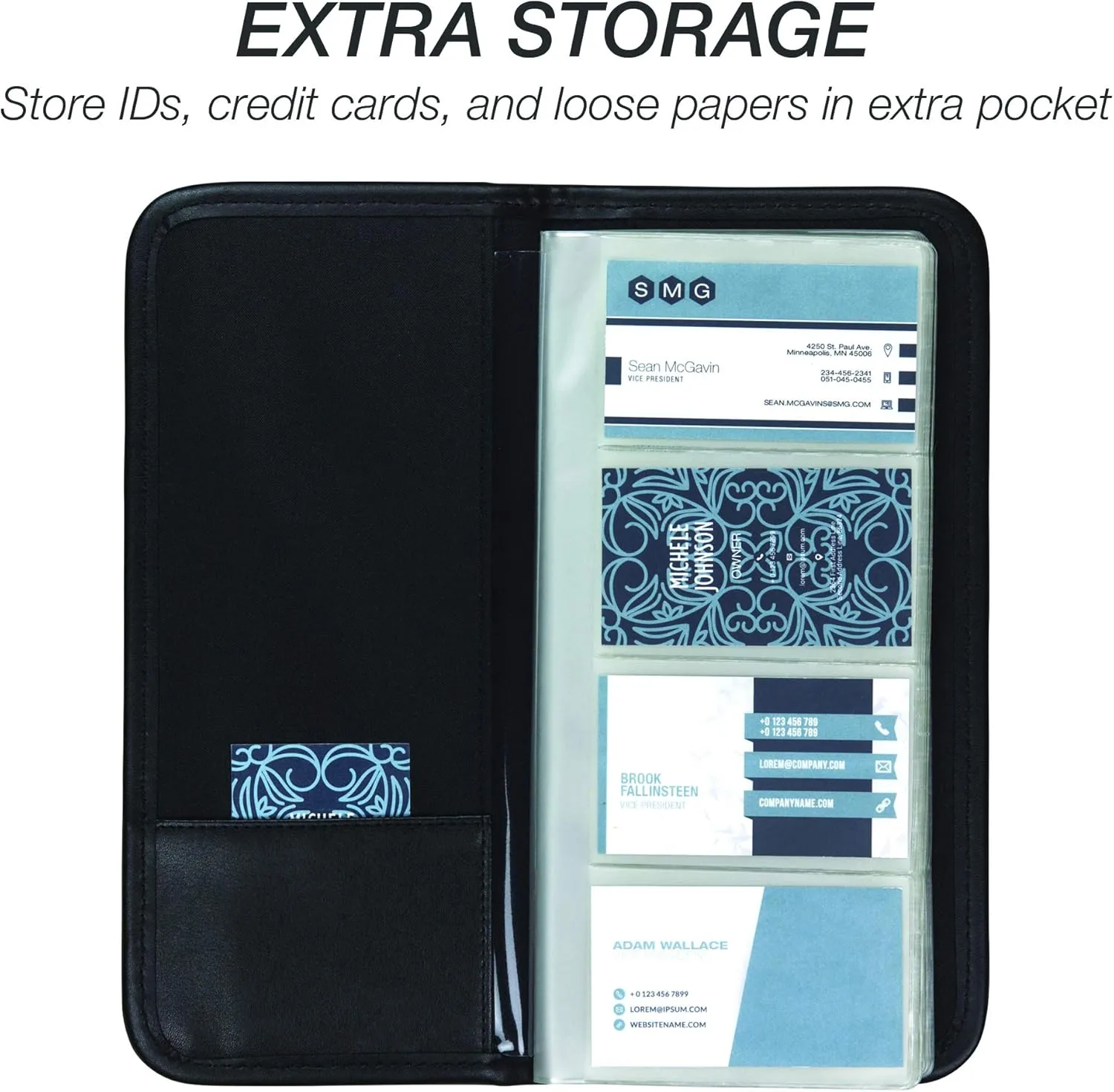 Samsill Professional Business Card Organizer with Padded Cover, Card Holder for 160 Cards, Black