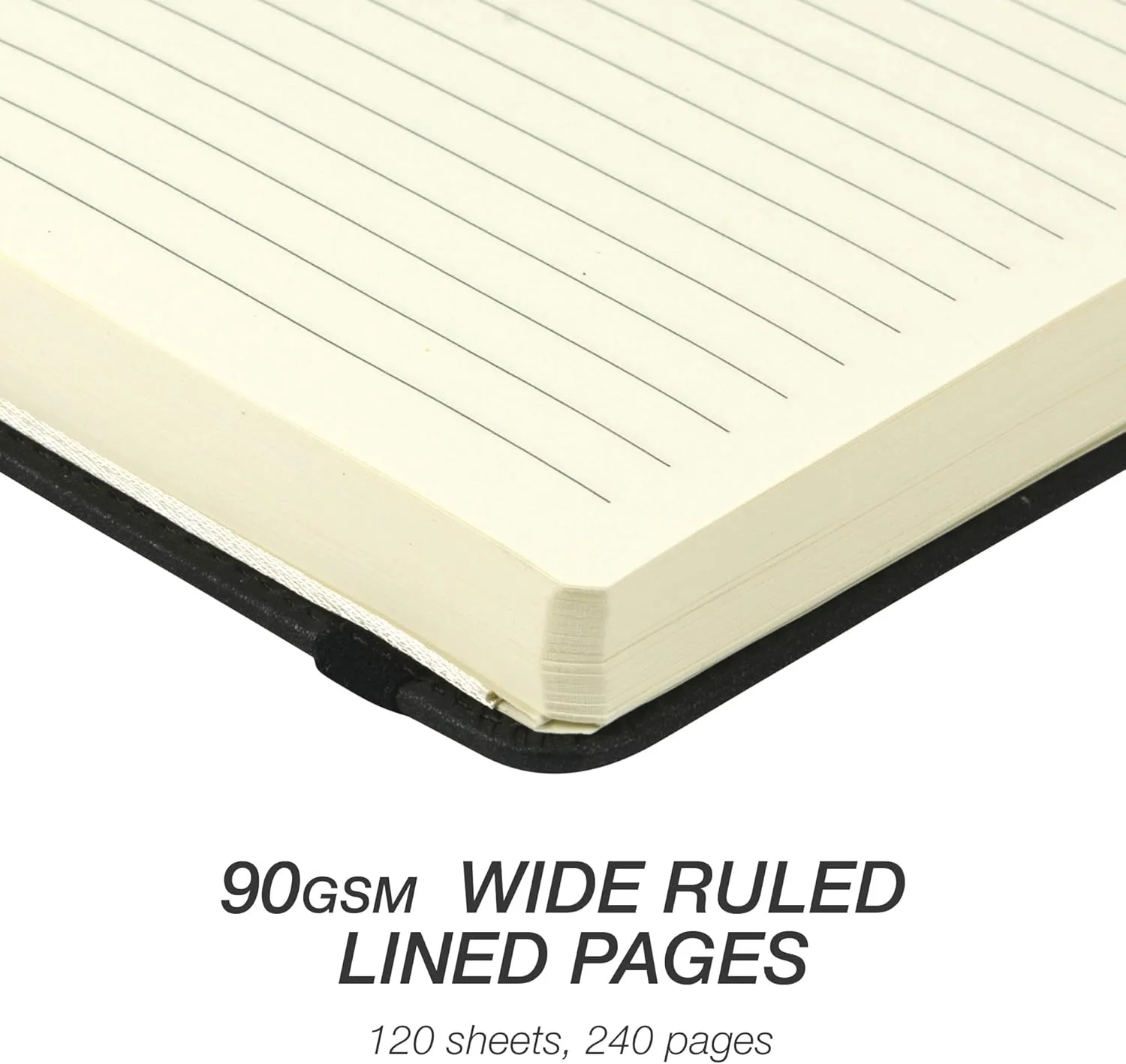 Samsill Classic Hardcover Notebook, 240 Lined Pages, Black, 5.25 x 8.25 in