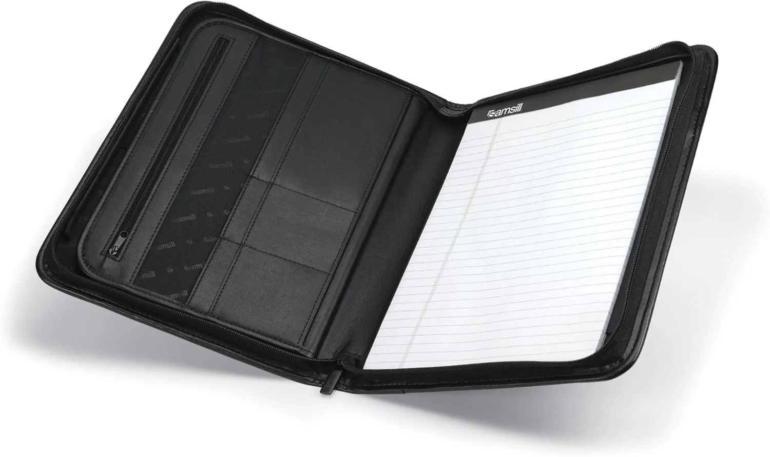 Samsill Professional Padfolio with Secure Zippered Closure, 10.1 Inch Tablet Sleeve, and 8.5 by 11 Inch Notepad, Black