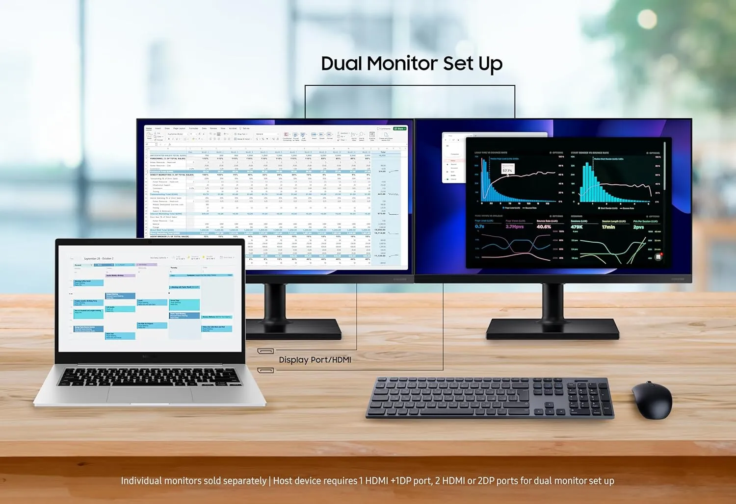 SAMSUNG FT45 Series FHD 1080p IPS Business Monitor, 75Hz, HDMI/DisplayPort, USB Hub, Height-Adjustable Stand, 3 Yr Warranty