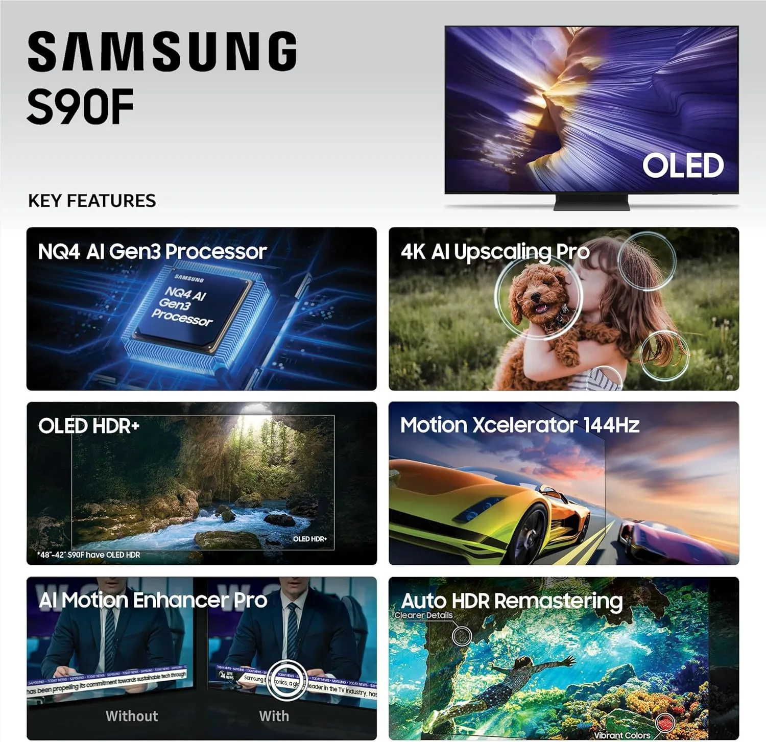 SAMSUNG 55-Inch Class OLED S90F 4K Smart TV (2025 Model) NQ4 AI Gen3 Processor