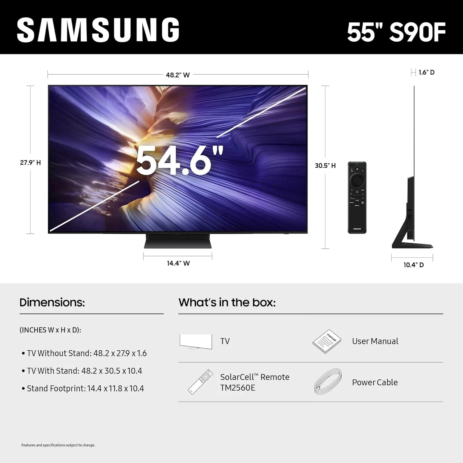SAMSUNG 55-Inch Class OLED S90F 4K Smart TV (2025 Model) NQ4 AI Gen3 Processor