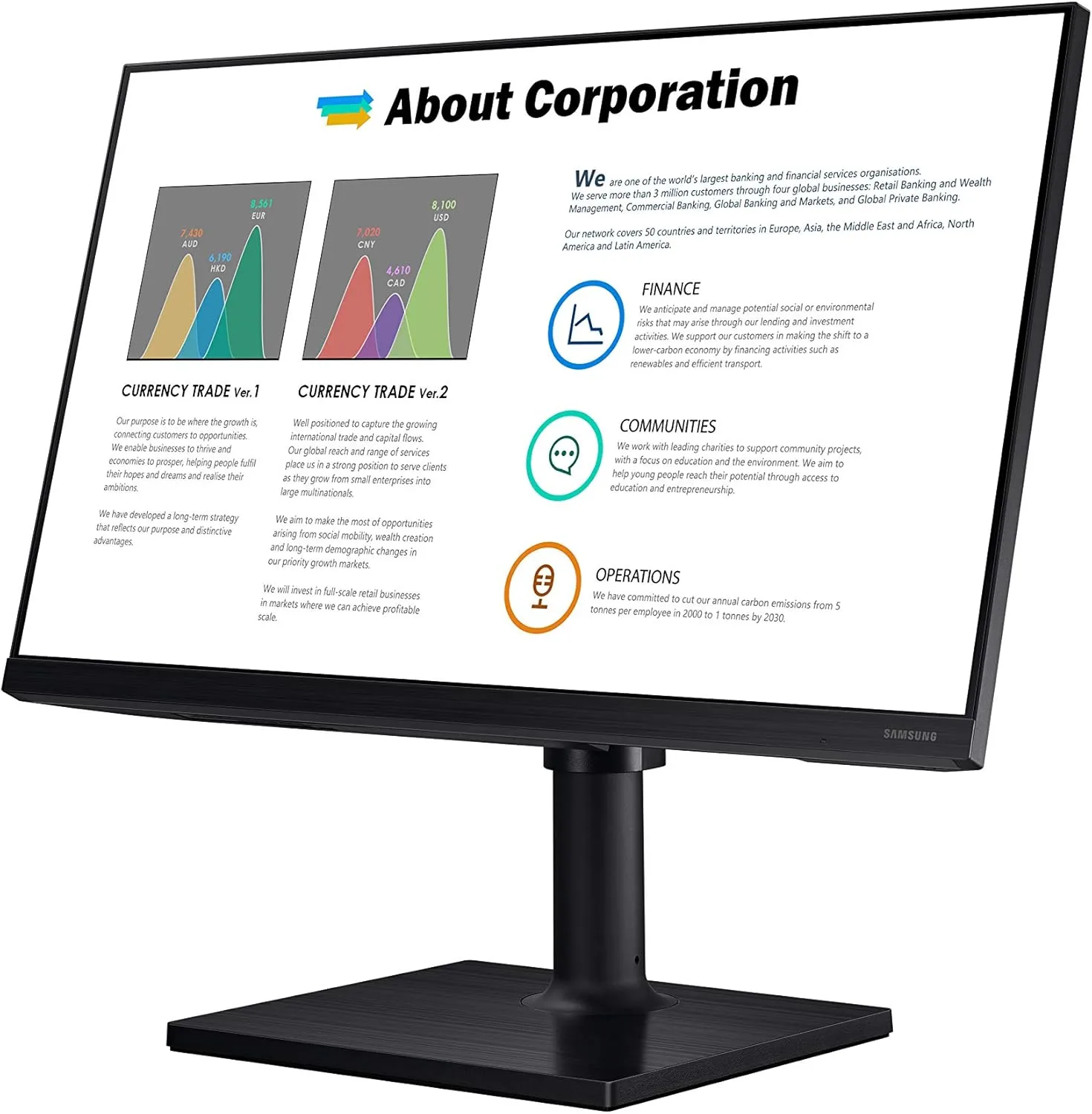 SAMSUNG FT45 Series FHD 1080p IPS Business Monitor, 75Hz, HDMI/DisplayPort, USB Hub, Height-Adjustable Stand, 3 Yr Warranty