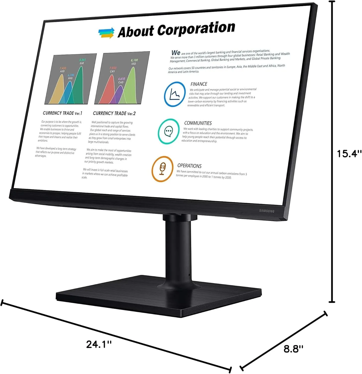 SAMSUNG FT45 Series FHD 1080p IPS Business Monitor, 75Hz, HDMI/DisplayPort, USB Hub, Height-Adjustable Stand, 3 Yr Warranty