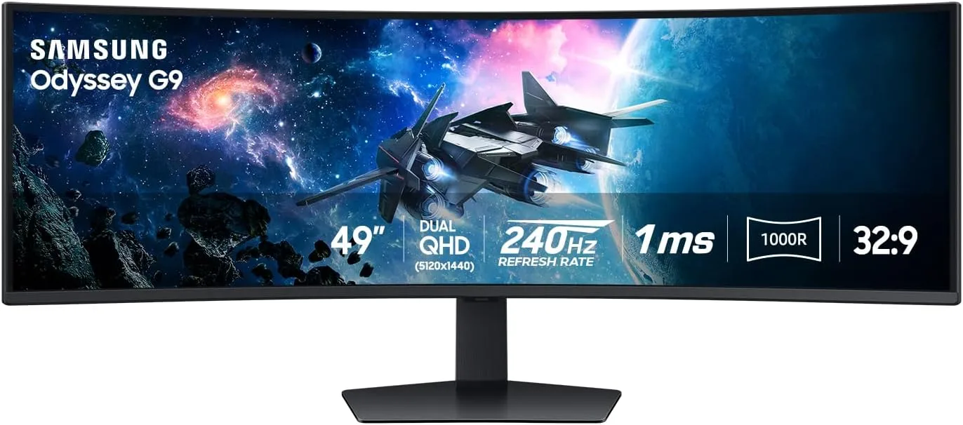 SAMSUNG 49" Odyssey G9 DQHD 1000R Curved Gaming Monitor, 240Hz, 1ms, VESA DisplayHDR 1000