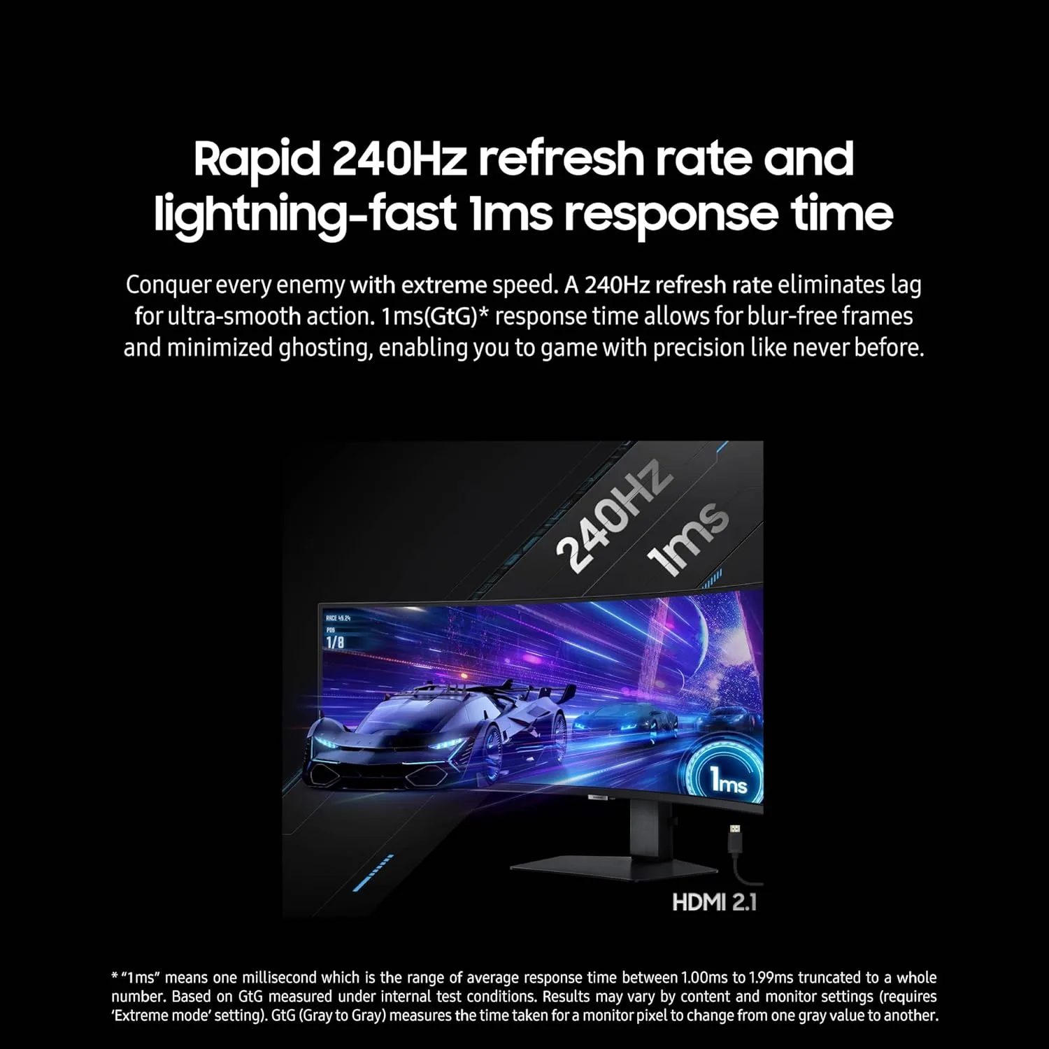 SAMSUNG 49" Odyssey G9 DQHD 1000R Curved Gaming Monitor, 240Hz, 1ms, VESA DisplayHDR 1000