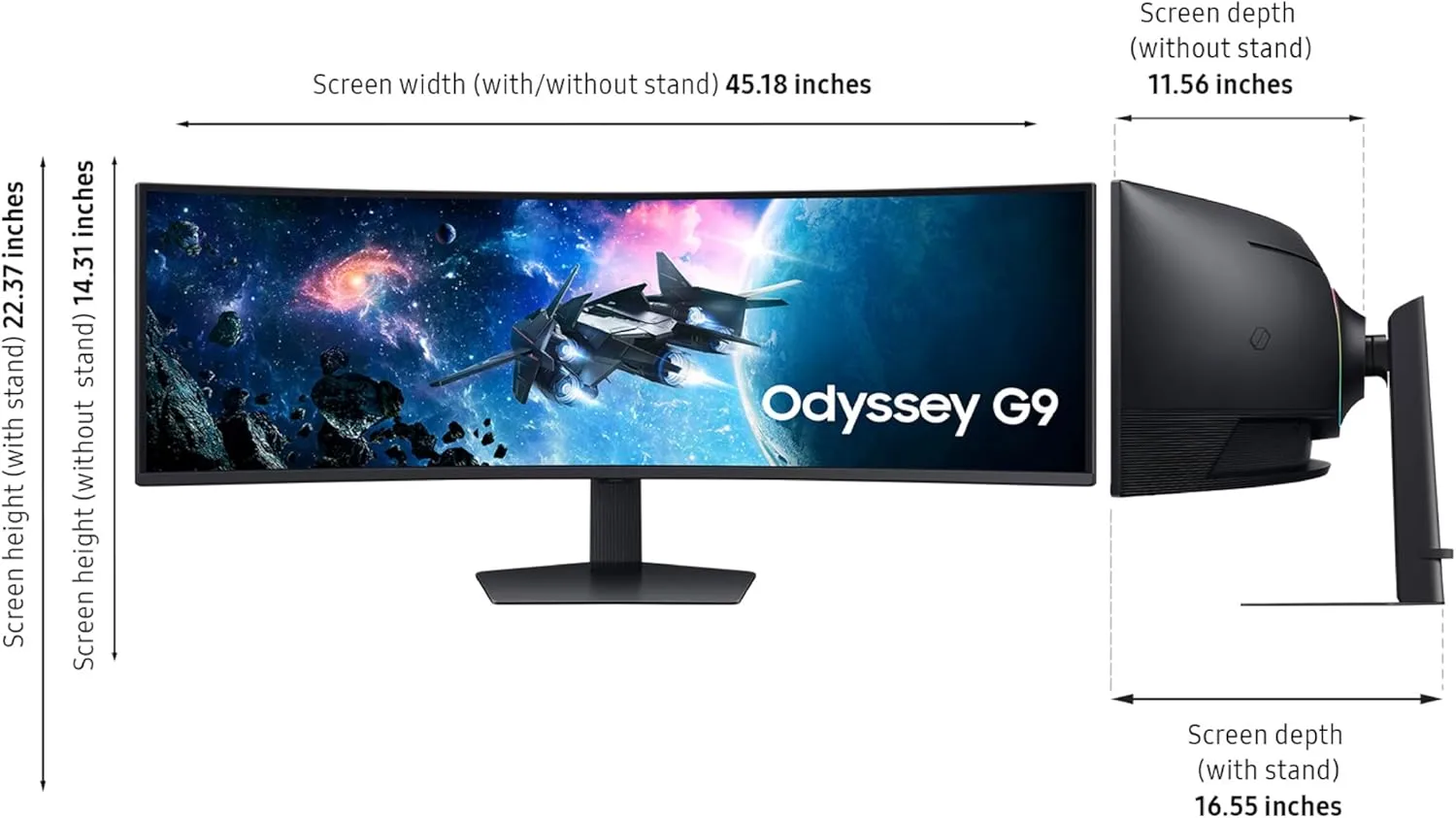 SAMSUNG 49" Odyssey G9 DQHD 1000R Curved Gaming Monitor, 240Hz, 1ms, VESA DisplayHDR 1000