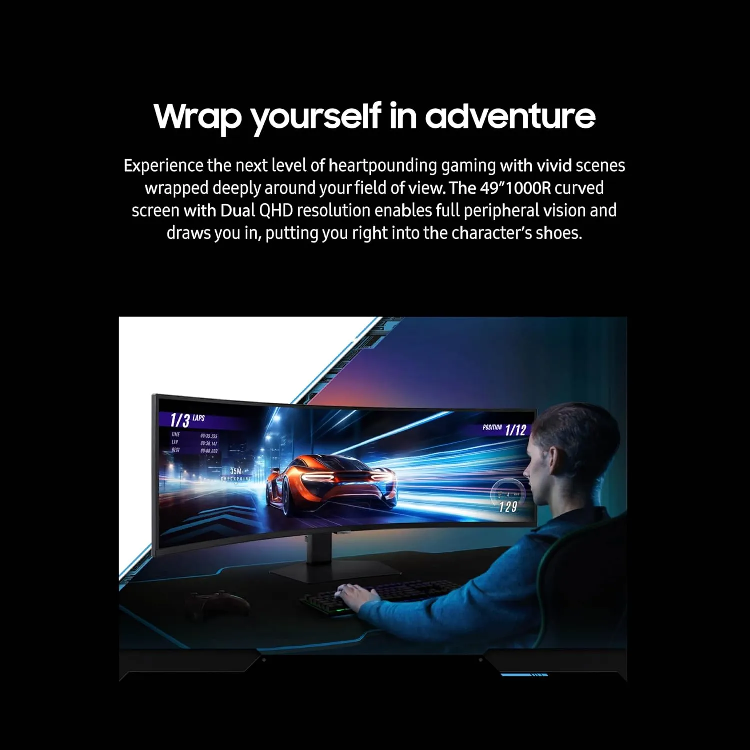 SAMSUNG 49" Odyssey G9 DQHD 1000R Curved Gaming Monitor, 240Hz, 1ms, VESA DisplayHDR 1000