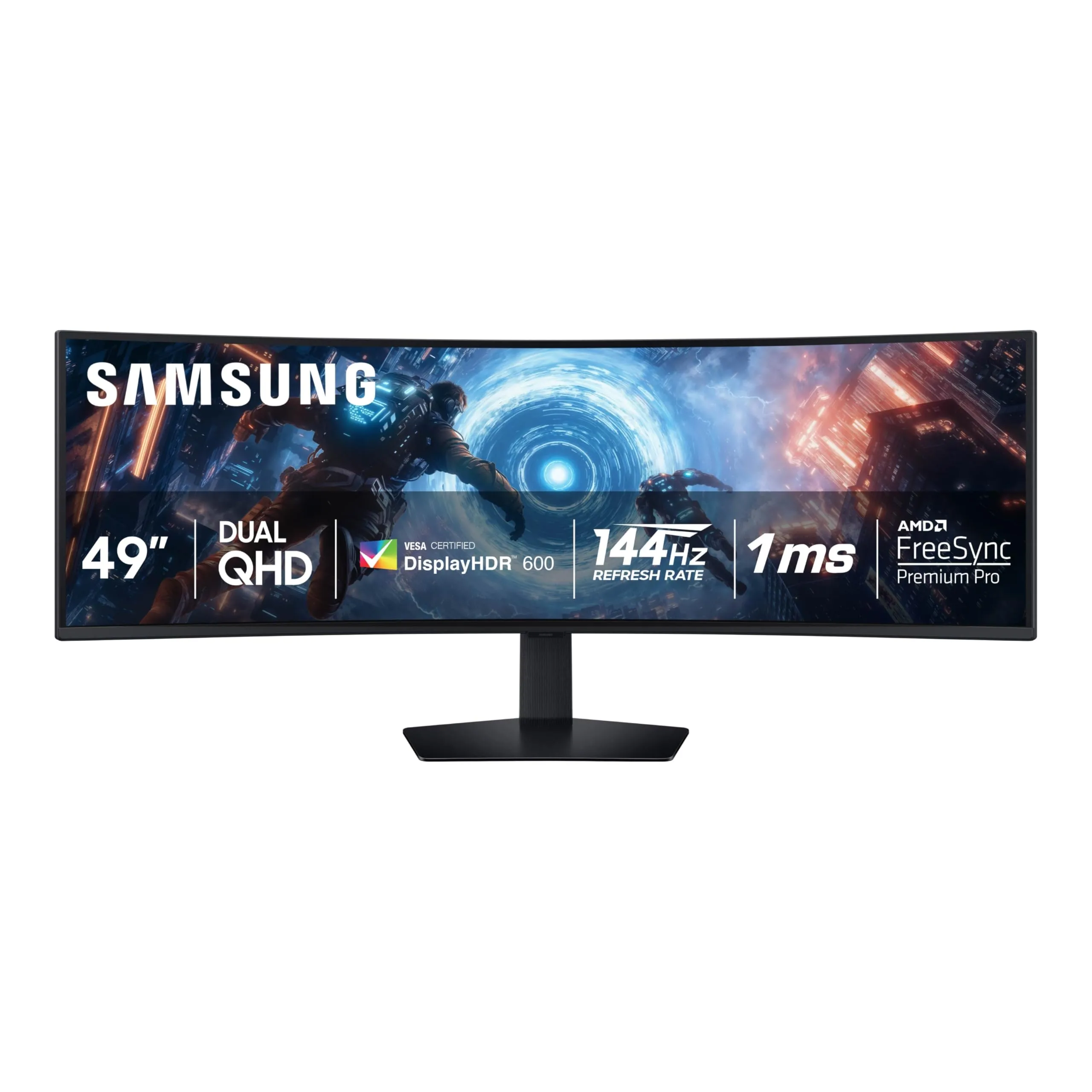 SAMSUNG 49-inch Odyssey G9 (G91F) DQHD, 144Hz, Curved Gaming Monitor, Ultra-Wide 32:9 Screen, DisplayHDR 600, AMD FreeSync™ Premium Pro, Ergonomic Stand, LS49FG910ENXZA, 2025 Monitor Only