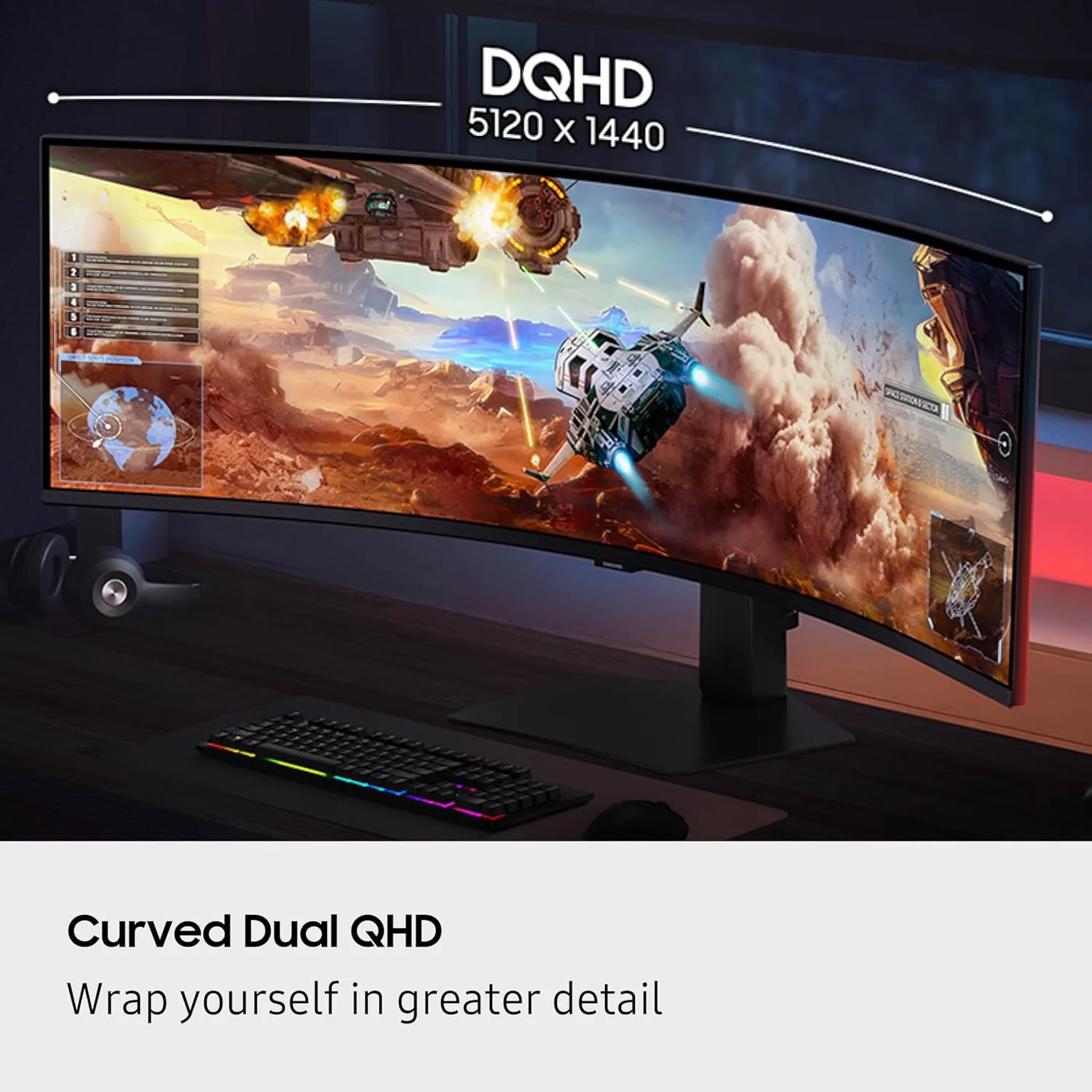 SAMSUNG 49-inch Odyssey G9 (G91F) DQHD, 144Hz, Curved Gaming Monitor, Ultra-Wide 32:9 Screen, DisplayHDR 600, AMD FreeSync™ Premium Pro, Ergonomic Stand, LS49FG910ENXZA, 2025 Monitor Only