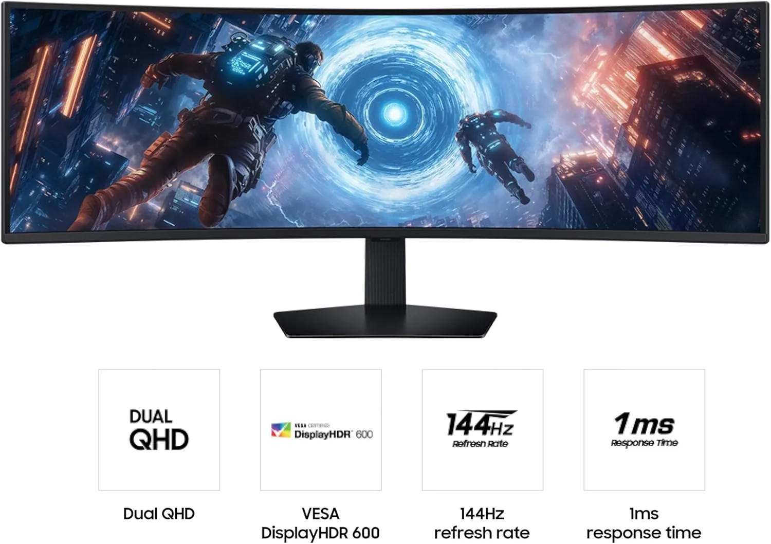 SAMSUNG 49-inch Odyssey G9 (G91F) DQHD, 144Hz, Curved Gaming Monitor, Ultra-Wide 32:9 Screen, DisplayHDR 600, AMD FreeSync™ Premium Pro, Ergonomic Stand, LS49FG910ENXZA, 2025 Monitor Only