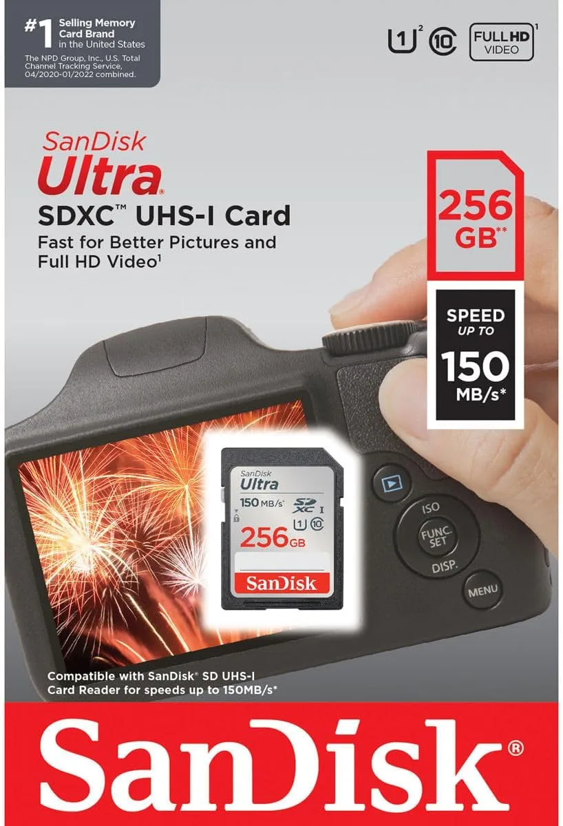 SanDisk 256GB Ultra UHS-I SDXC Memory Card, 150MB/s Read