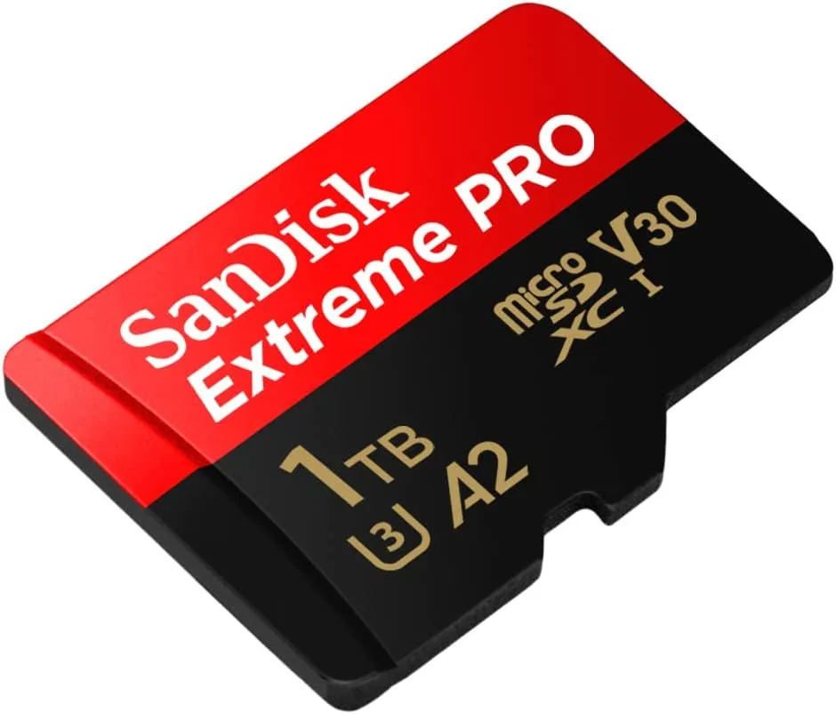 SanDisk Extreme PRO microSDXC UHS-I Memory Card 1 TB + Adapter & RescuePRO Deluxe (for Smartphones, Action Cameras or Drones, A2, Class 10, V30, U3, 200 MB/s Transfer)