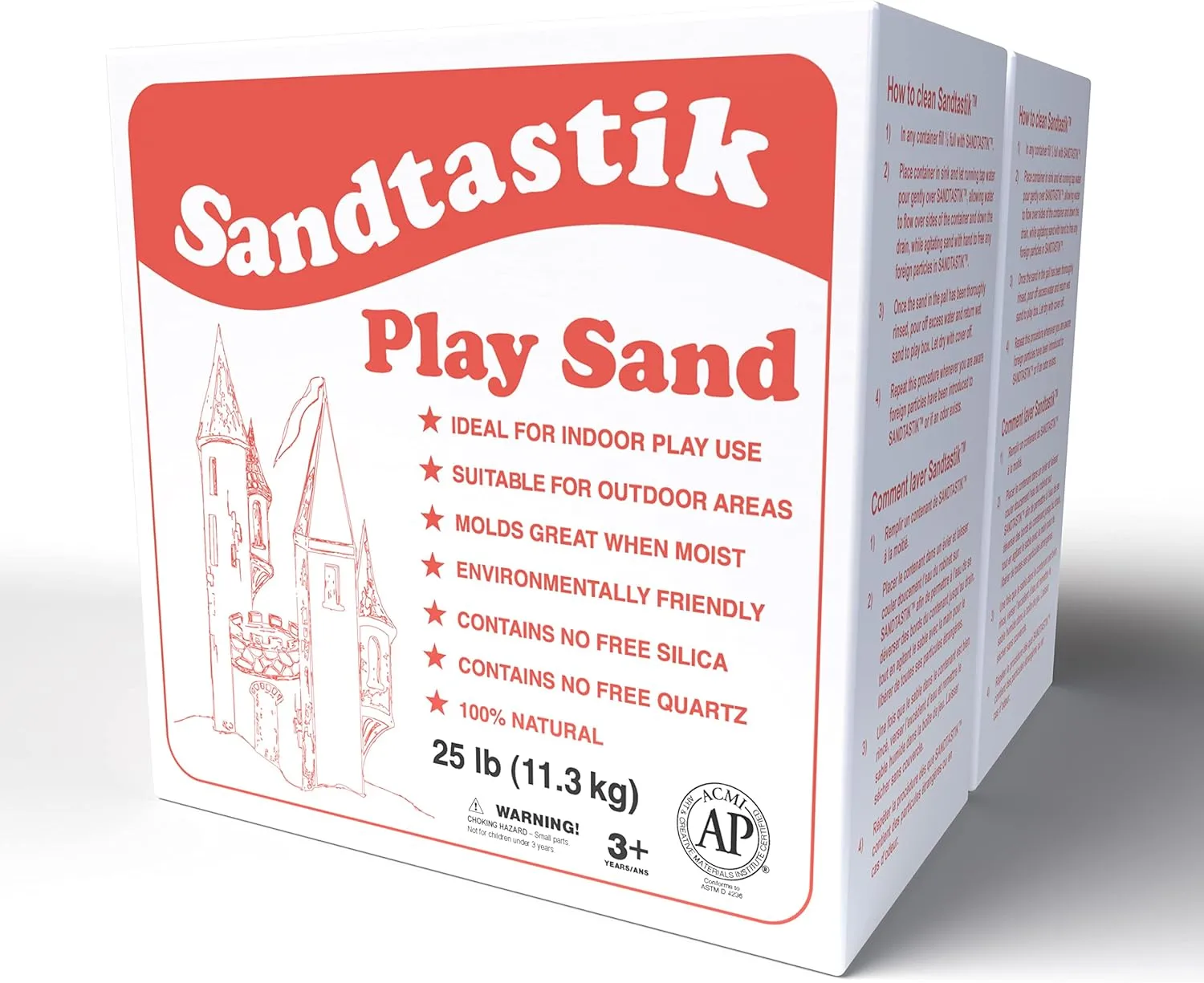Sandtastik Sparkling White Play Sand - 50 lb (22.6 kg), Fill Sandboxes & Sensory Tables, Non-Toxic, Scoop