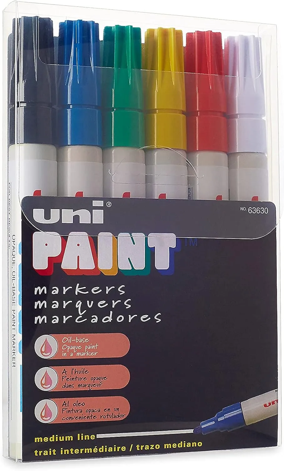 Sanford Uni Paint Markers, Medium Point, Assorted Colors, Pack Of 6