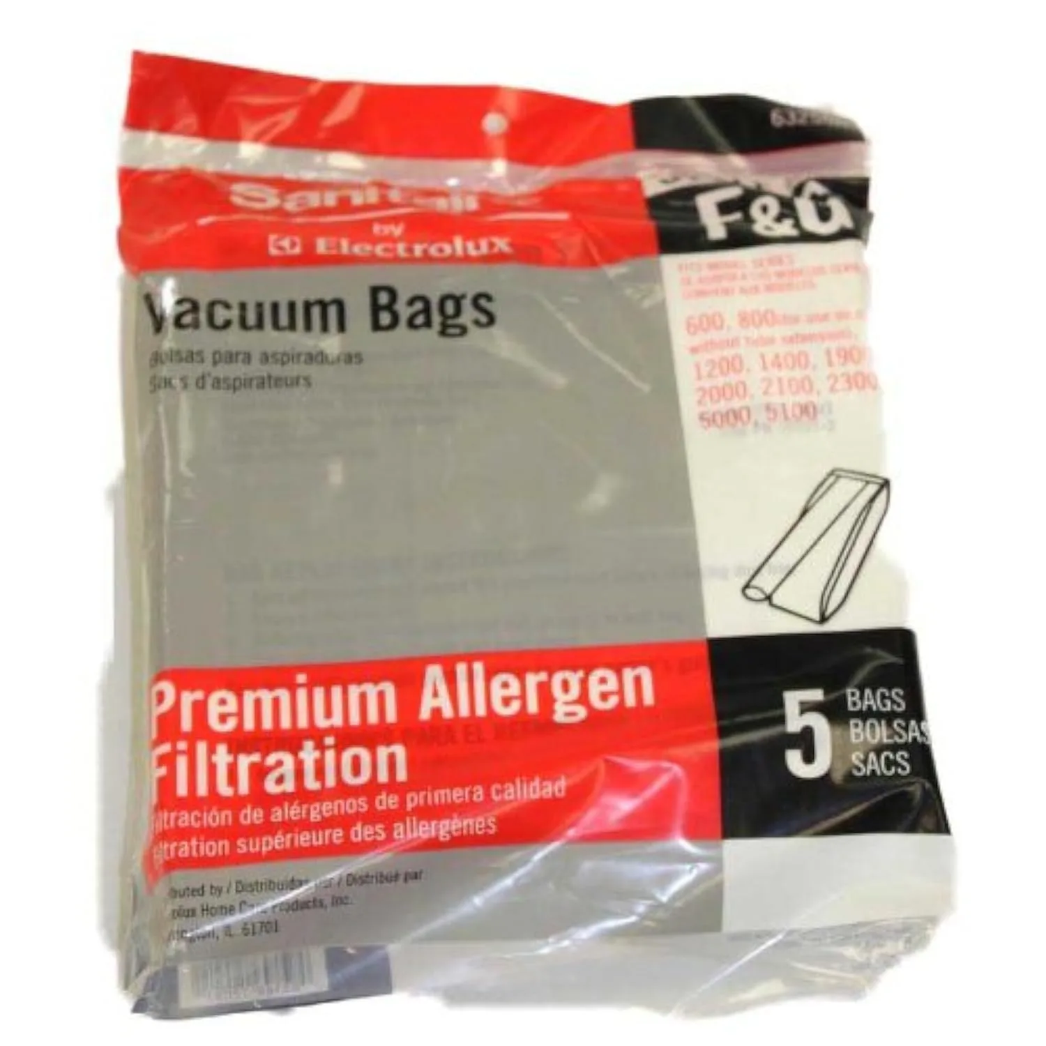 Sanitaire F&G Premium Paper Vacuum Bags, 11-Quart, White, Pack Of 5 Bags