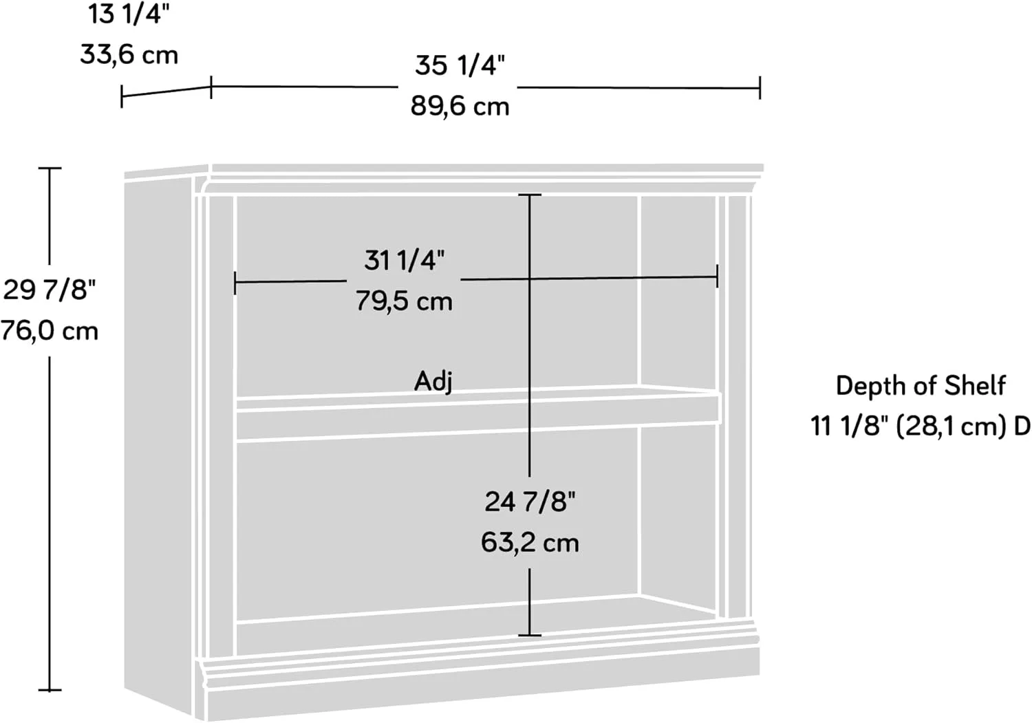 Sauder Select 2-Shelf Engineered Wood Bookcase