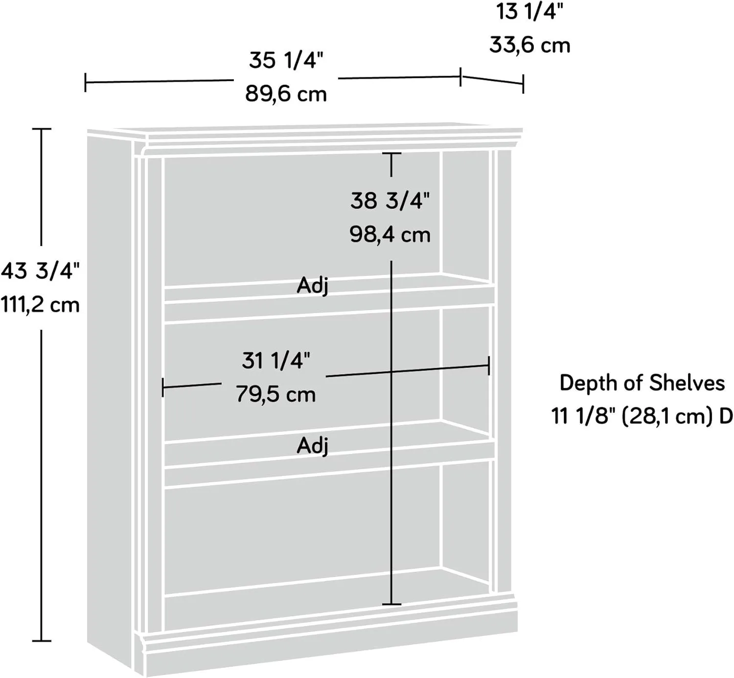 Sauder Select 3-Shelf Bookcase