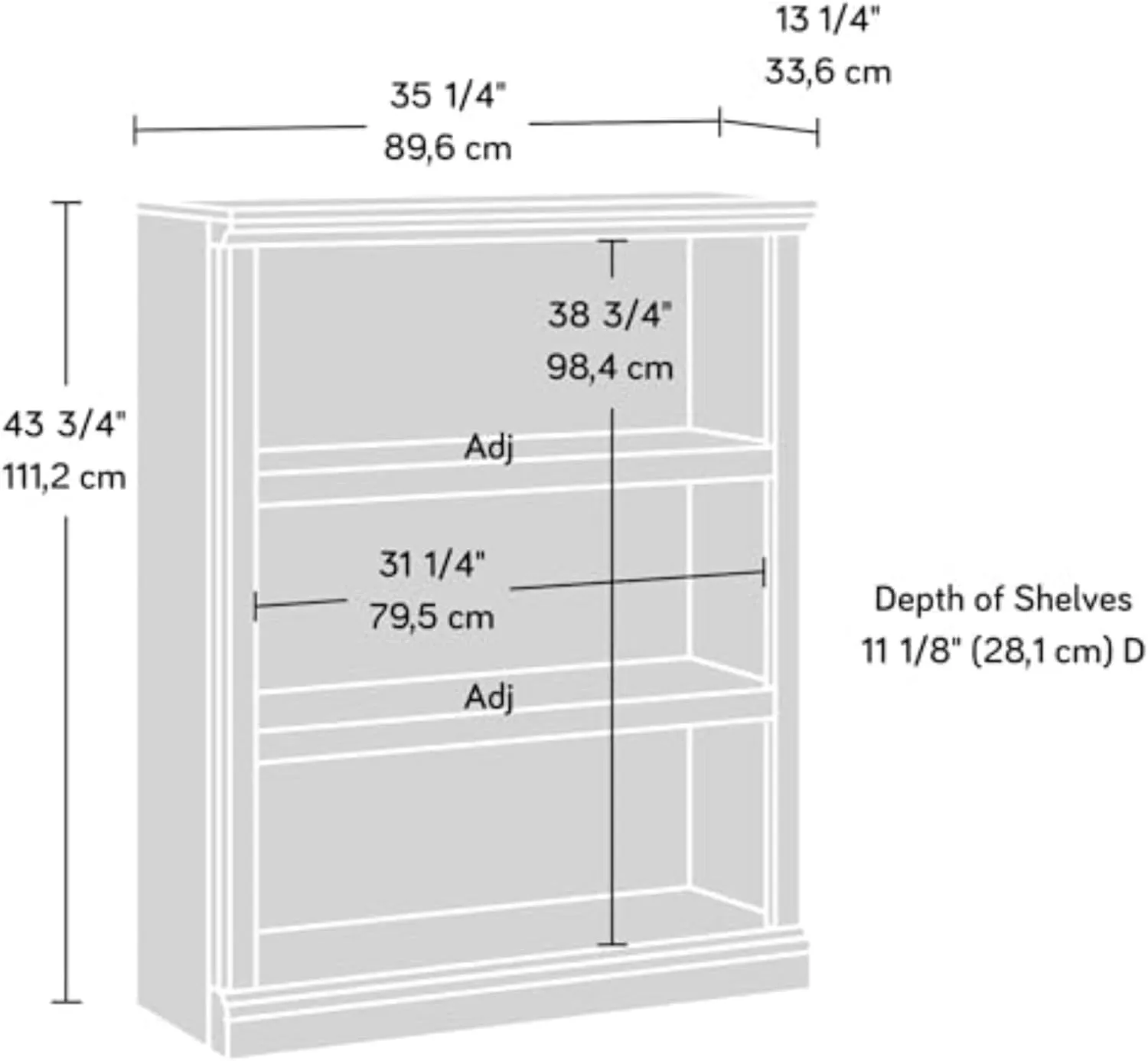 Sauder Select 3-Shelf Bookcase