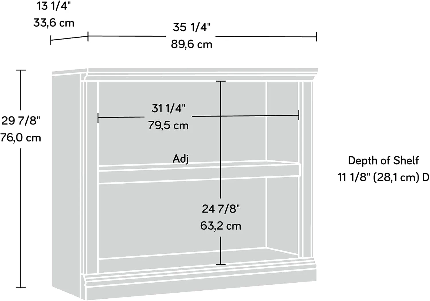 Sauder Select 2-Shelf Engineered Wood Bookcase