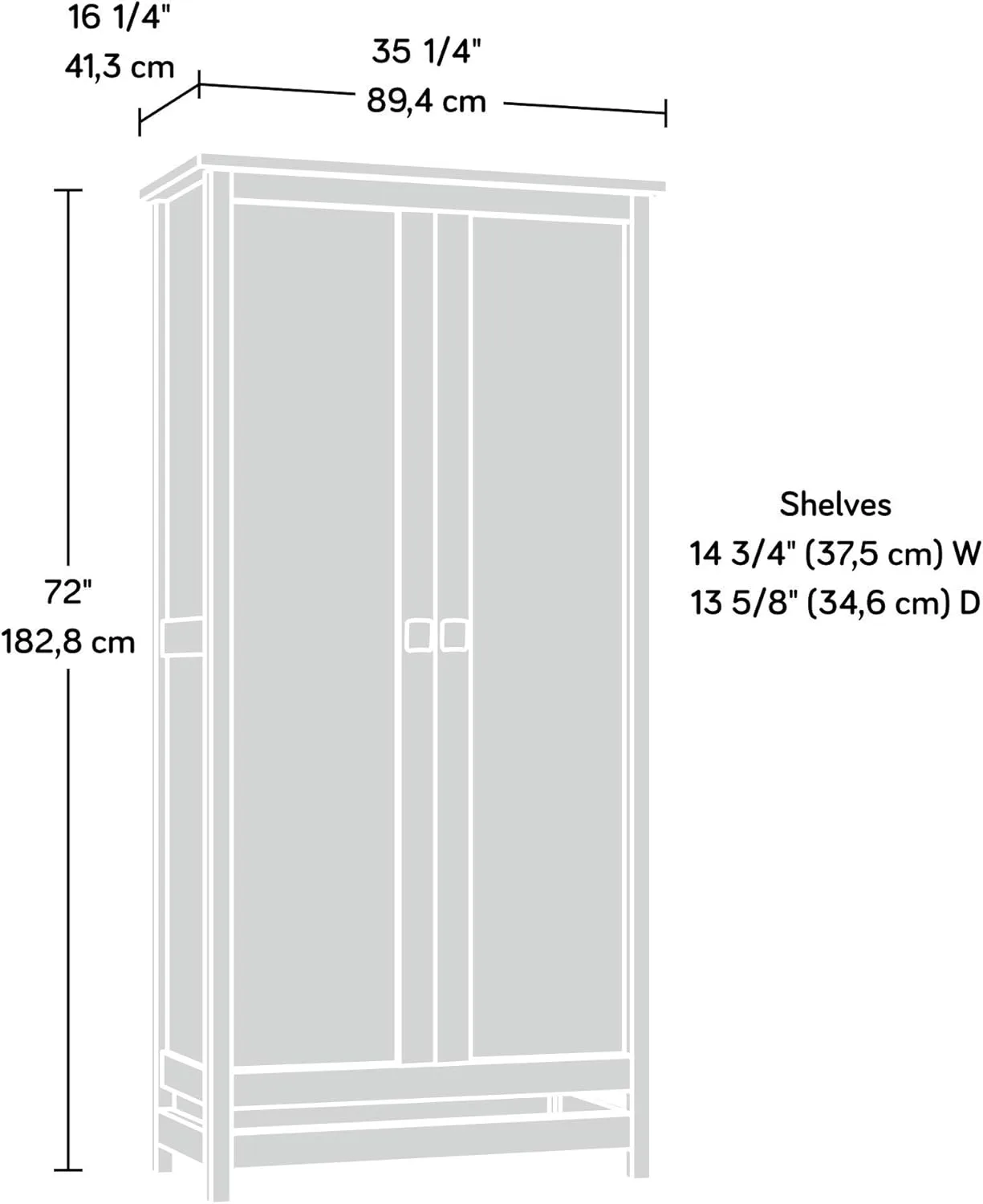 Sauder Cannery Bridge Storage Cabinet/ Pantry Cabinet, Sindoori Mango finish L: 35.20" x W: 16.26" x H: 71.97" Sindoori