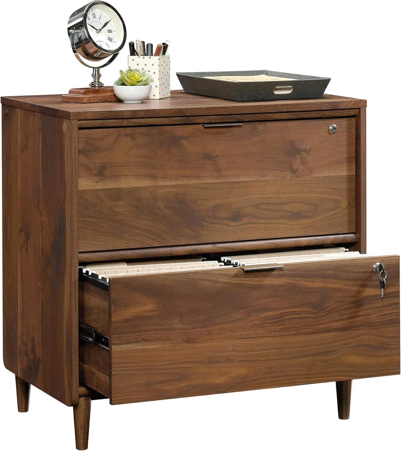 Sauder Clifford Place 29-1/2inW x 18-1/2inD Lateral 2-Drawer File Cabinet, Grand Walnut