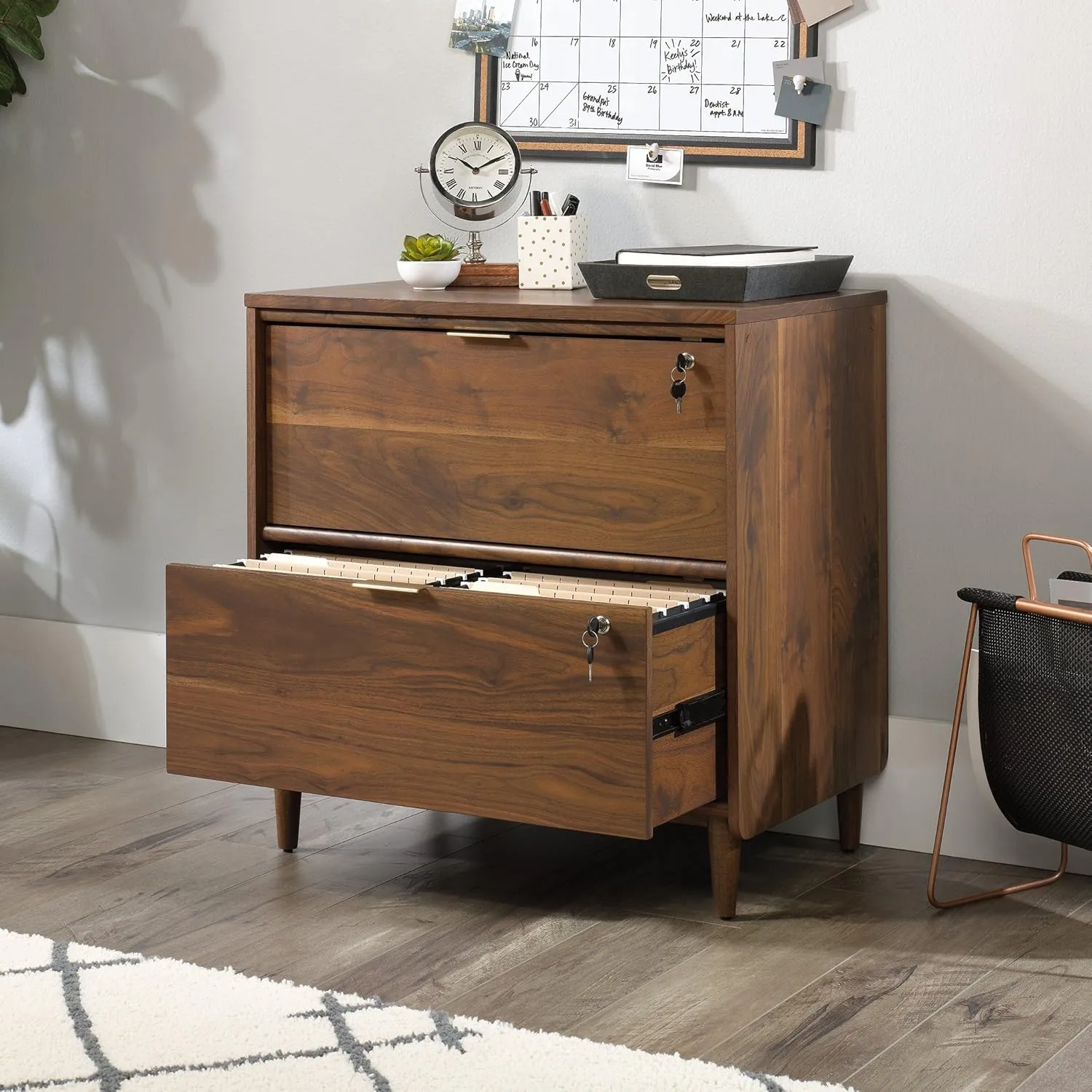 Sauder Clifford Place 29-1/2inW x 18-1/2inD Lateral 2-Drawer File Cabinet, Grand Walnut