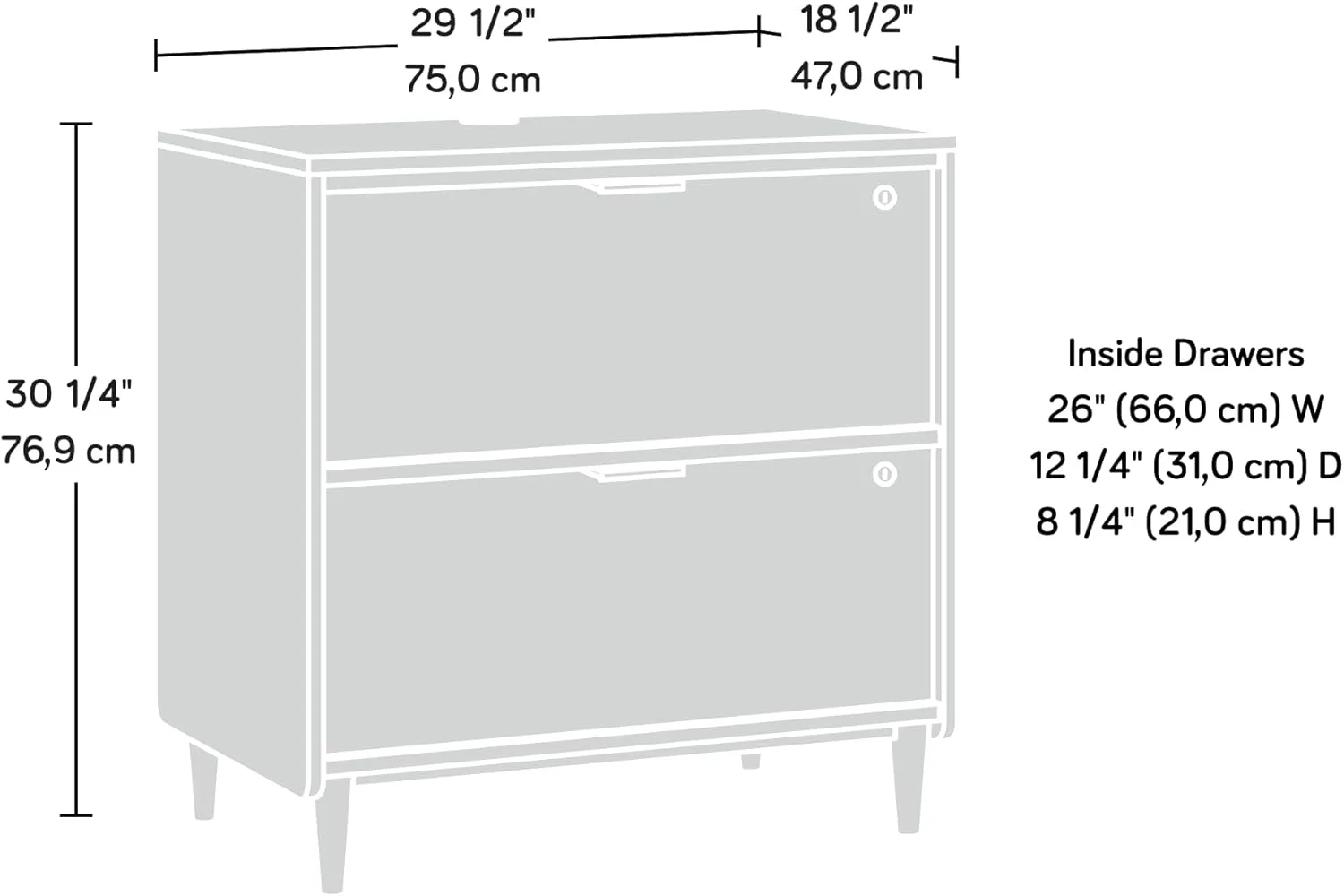 Sauder Clifford Place 29-1/2inW x 18-1/2inD Lateral 2-Drawer File Cabinet, Grand Walnut