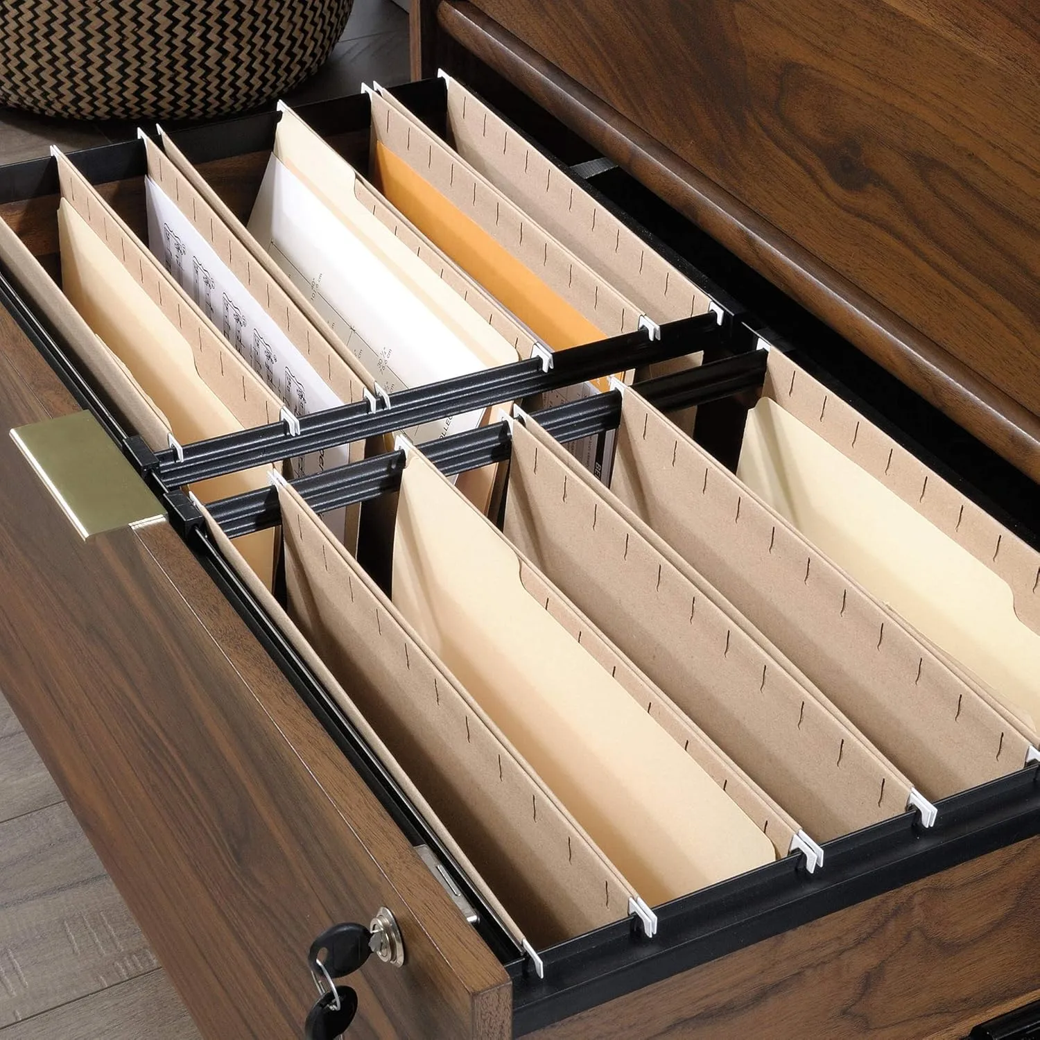 Sauder Clifford Place 29-1/2inW x 18-1/2inD Lateral 2-Drawer File Cabinet, Grand Walnut